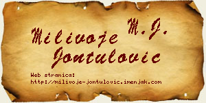 Milivoje Jontulović vizit kartica
